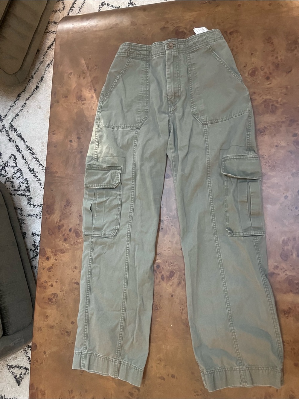 Abercrombie & Fitch Women’s Olive Cargo Pants - Utility Style Straight Leg